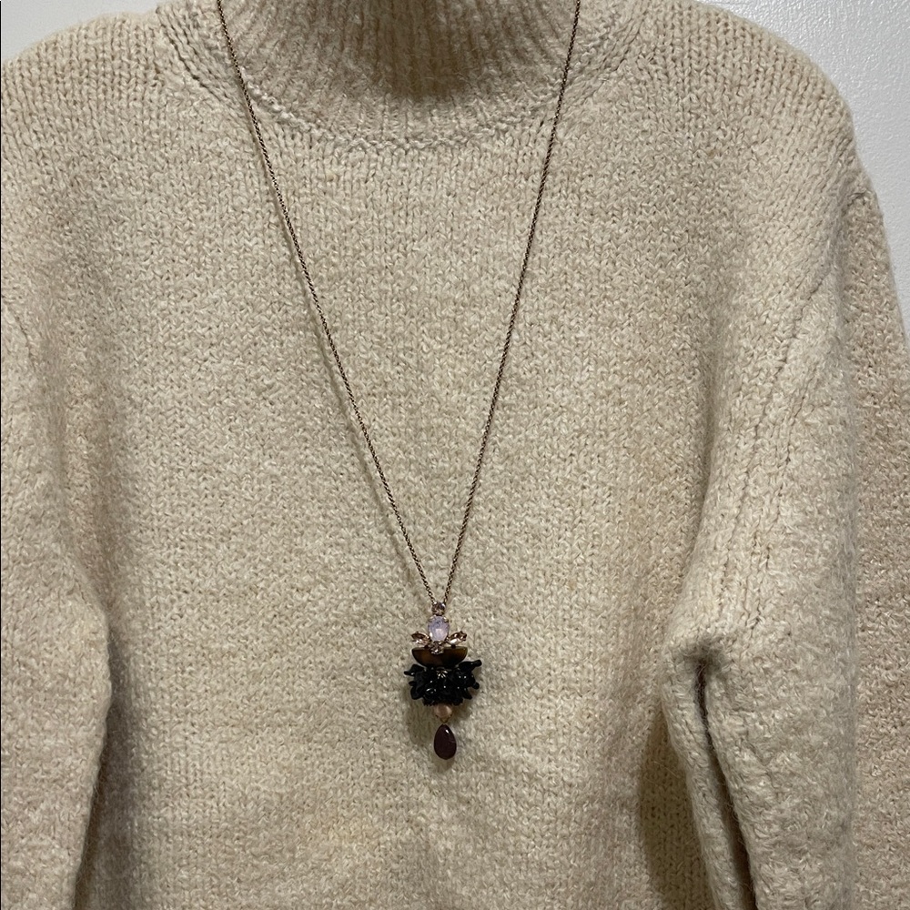 J. Crew Black and Tortoise Cluster Necklace 16-20” adjustable
